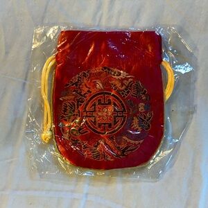 Japanese inspired red pouch. 100% silk.